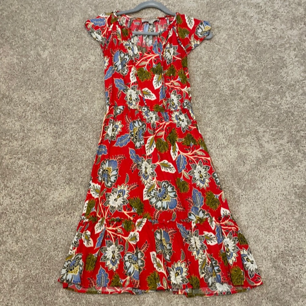 LOFT midi floral print dress
